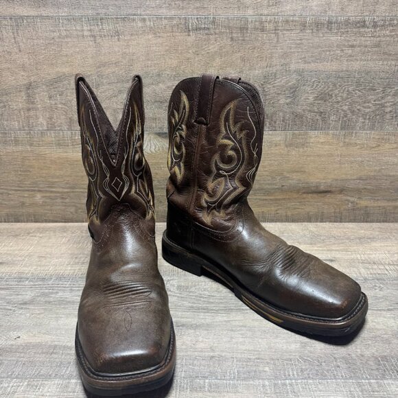 Justin Joist Brown Leather Composite Safett Toe Western Boots Men's Size 11 - Picture 7 of 8